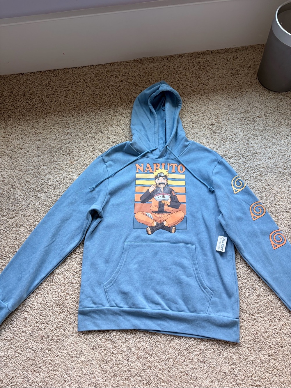 Old Navy Blue Naruto Graphic Hoodie with Orange Accents